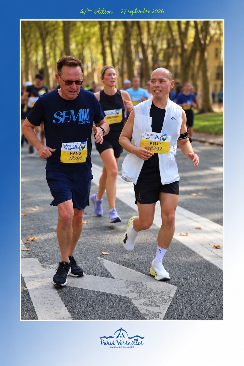 Hans and Kelly running together at the 47th Paris-Versailles race